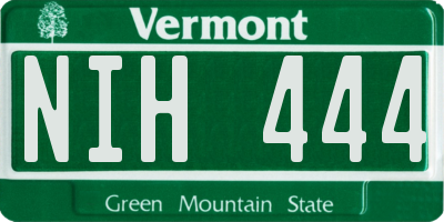 VT license plate NIH444