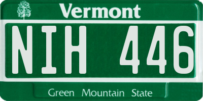 VT license plate NIH446