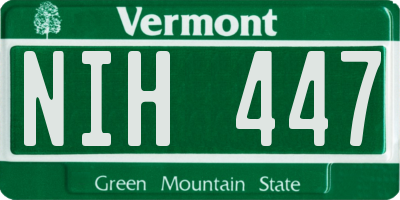 VT license plate NIH447