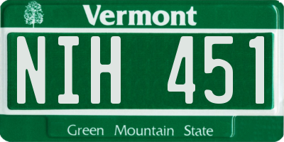 VT license plate NIH451