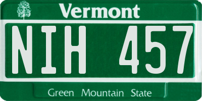 VT license plate NIH457