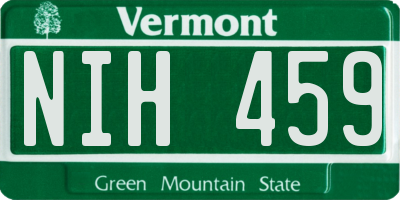 VT license plate NIH459