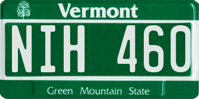 VT license plate NIH460