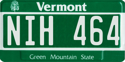 VT license plate NIH464