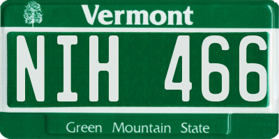 VT license plate NIH466