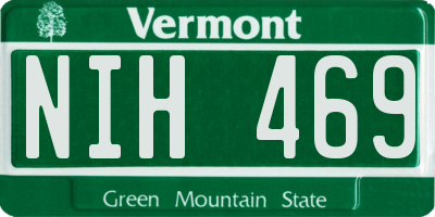 VT license plate NIH469