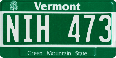 VT license plate NIH473