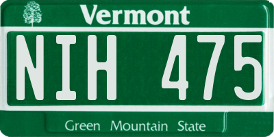 VT license plate NIH475