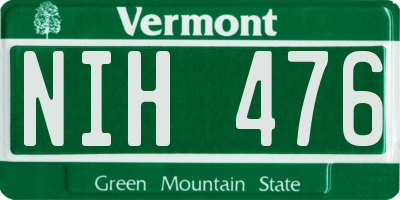 VT license plate NIH476