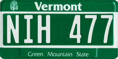 VT license plate NIH477