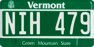 VT license plate NIH479