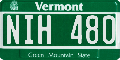 VT license plate NIH480