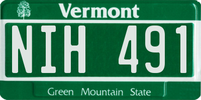 VT license plate NIH491
