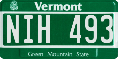 VT license plate NIH493