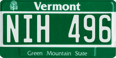 VT license plate NIH496