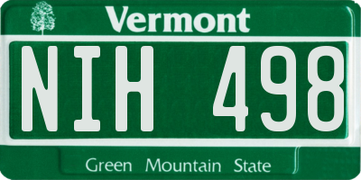VT license plate NIH498