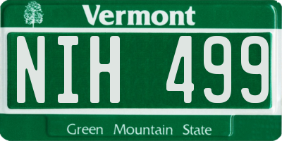 VT license plate NIH499