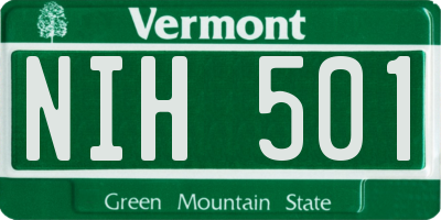 VT license plate NIH501