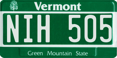 VT license plate NIH505