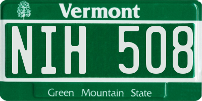 VT license plate NIH508