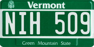 VT license plate NIH509