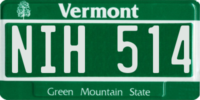 VT license plate NIH514