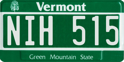 VT license plate NIH515