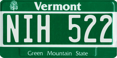 VT license plate NIH522