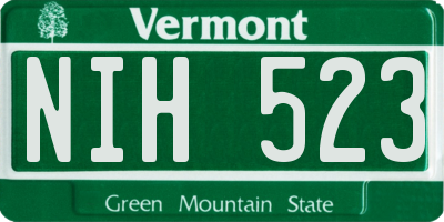 VT license plate NIH523