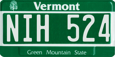 VT license plate NIH524