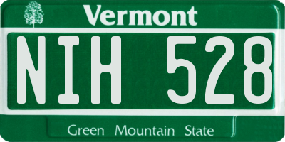 VT license plate NIH528