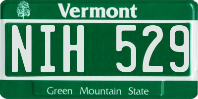 VT license plate NIH529