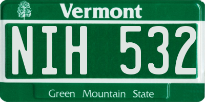 VT license plate NIH532