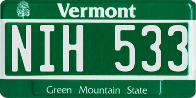 VT license plate NIH533