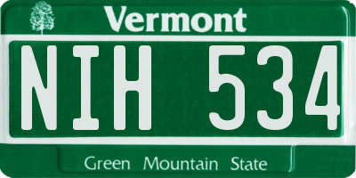 VT license plate NIH534