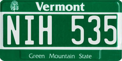 VT license plate NIH535