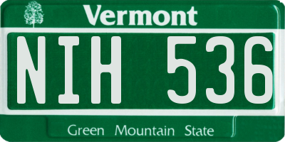 VT license plate NIH536