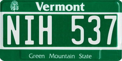 VT license plate NIH537
