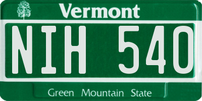 VT license plate NIH540