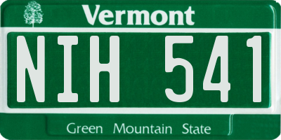 VT license plate NIH541