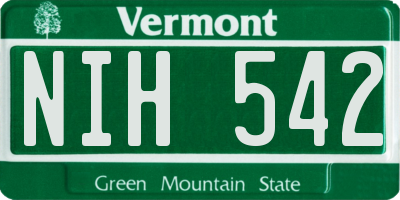 VT license plate NIH542