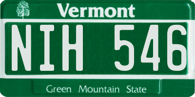 VT license plate NIH546