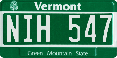 VT license plate NIH547