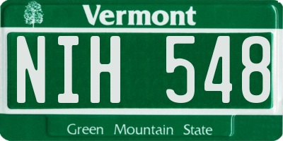 VT license plate NIH548
