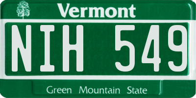 VT license plate NIH549