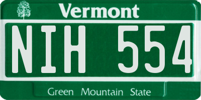 VT license plate NIH554