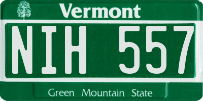 VT license plate NIH557