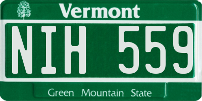 VT license plate NIH559