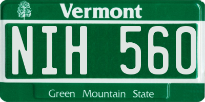 VT license plate NIH560