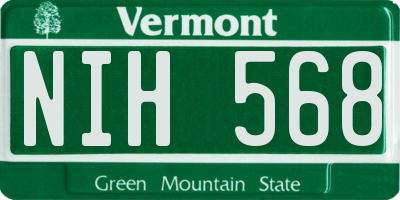 VT license plate NIH568